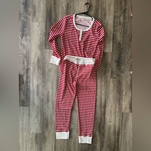 Lucky Brand Pink and White Striped Waffle Knit Top and bottoms matching